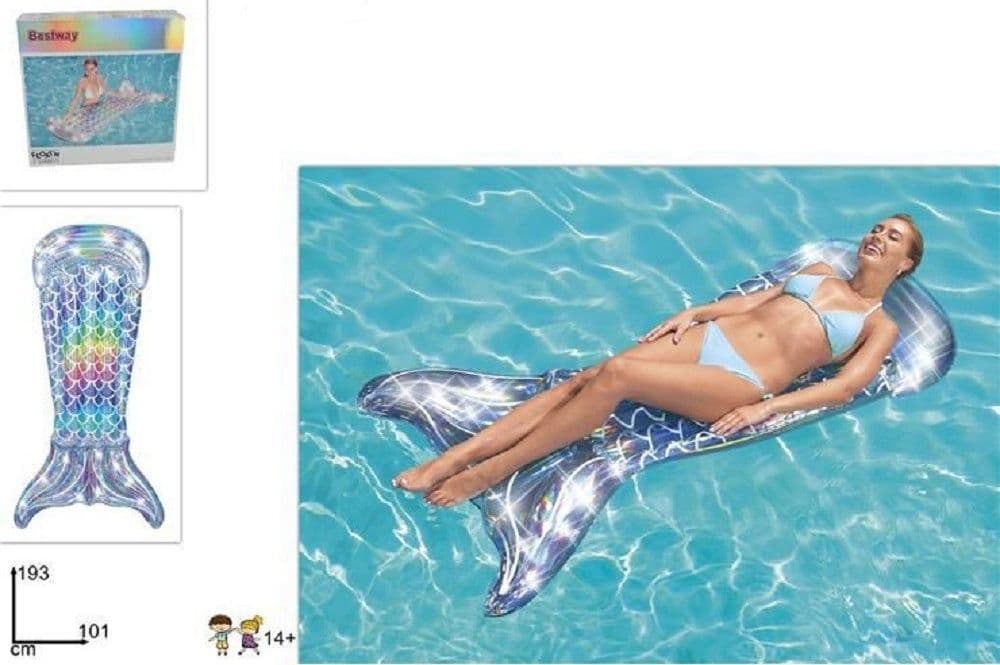 MATERASSINO GONFIABILE FASHION CODA A SIRENA IRIDESCENTE 193X101CM PISCINA 43413 - 7