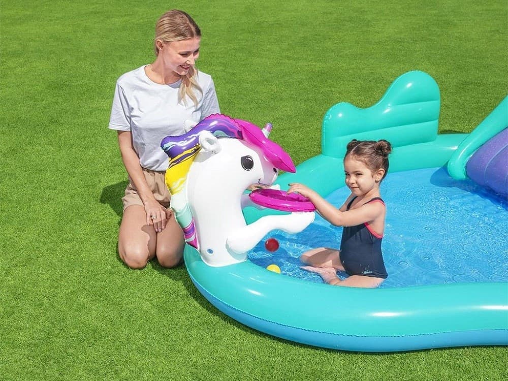 PLAY CENTER MAGICO UNICORNO PISCINA 274X198X137CM SCIVOLO ANELLI BACCHETTA 53097 - 15