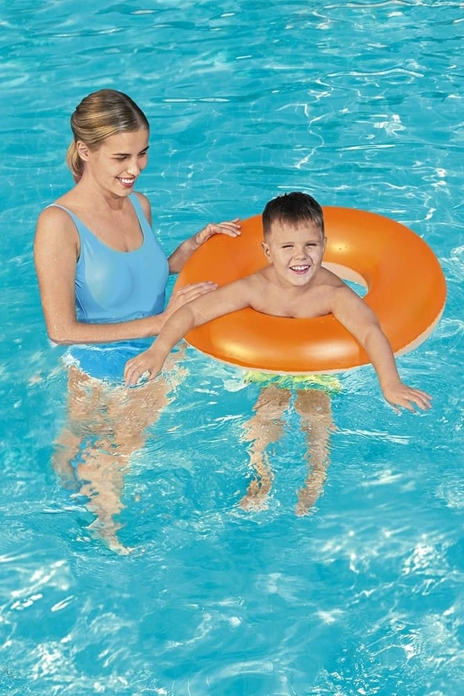 CIAMBELLA SALVAGENTE GONFIABILE PER BAMBINI TRASPARENTE NEON NUOTO 76 CM 36024 - 22