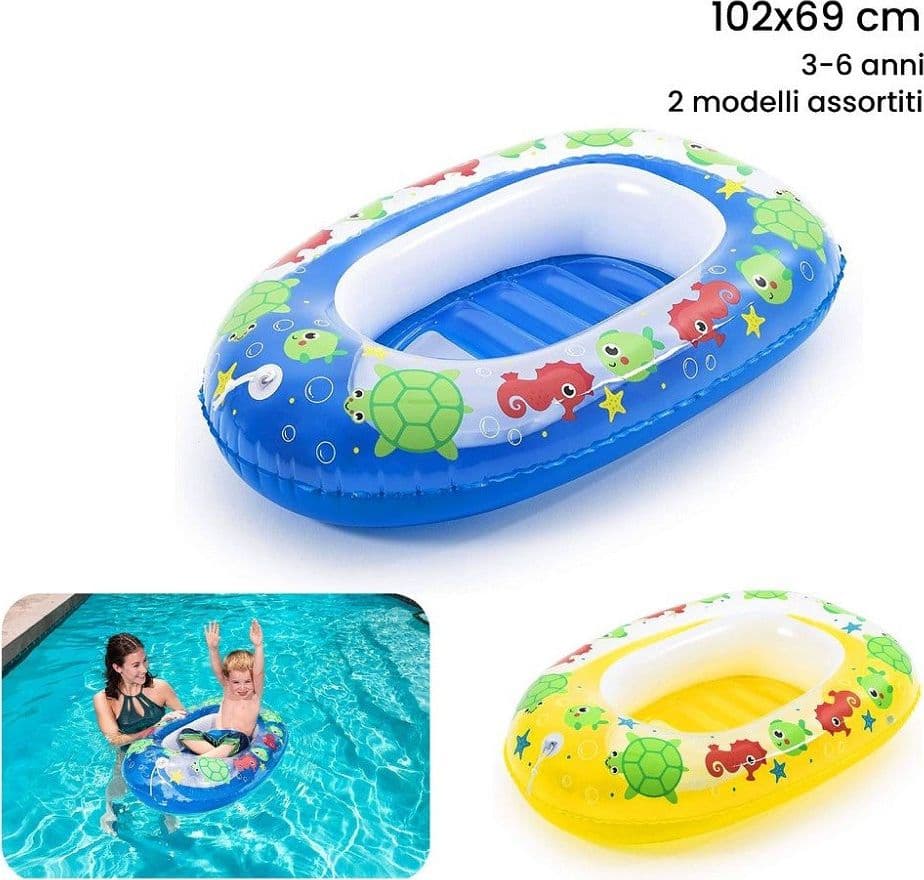 CANOTTO GONFIABILE PER BAMBINI 3-6 ANNI 102X69CM MARE BALENA 2 COLORI ASS. 34037 - 10