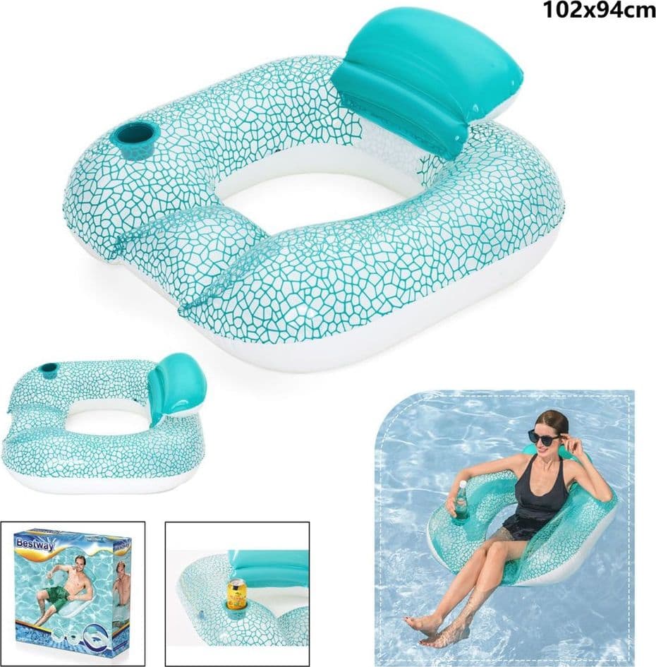 POLTRONA GONFIABILE FLIP-PILLOW LOUNGE 102X94CM CON PORTABICCHIERE PISCINA 43097 - 5