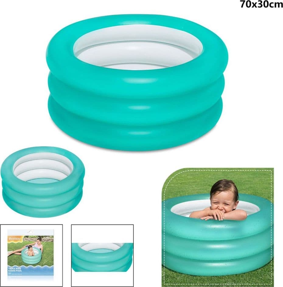 PISCINA FONDO GONFIABILE PER BAMBINI A 3 ANELLI Ø70X30CM COLORI ASSORTITI 51033 - 14