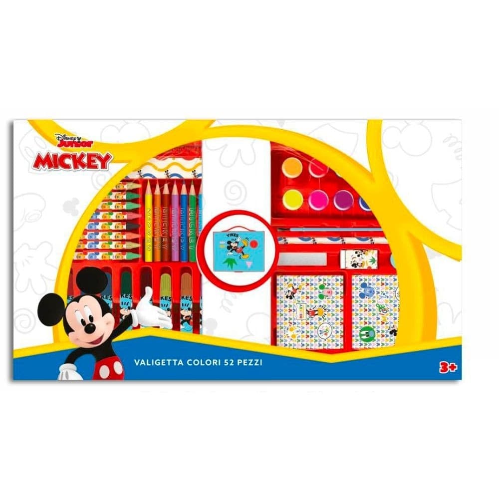 VALIGETTA CON COLORI MICKEY MOUSE SET PER COLORARE GIOCO PER BAMBINI 52 PEZZI