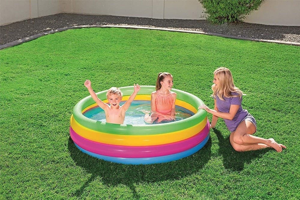 PISCINA GONFIABILE ARCOBALENO PER BAMBINI A 4 ANELLI COLORATI 157 X 46 CM 51117 - 11