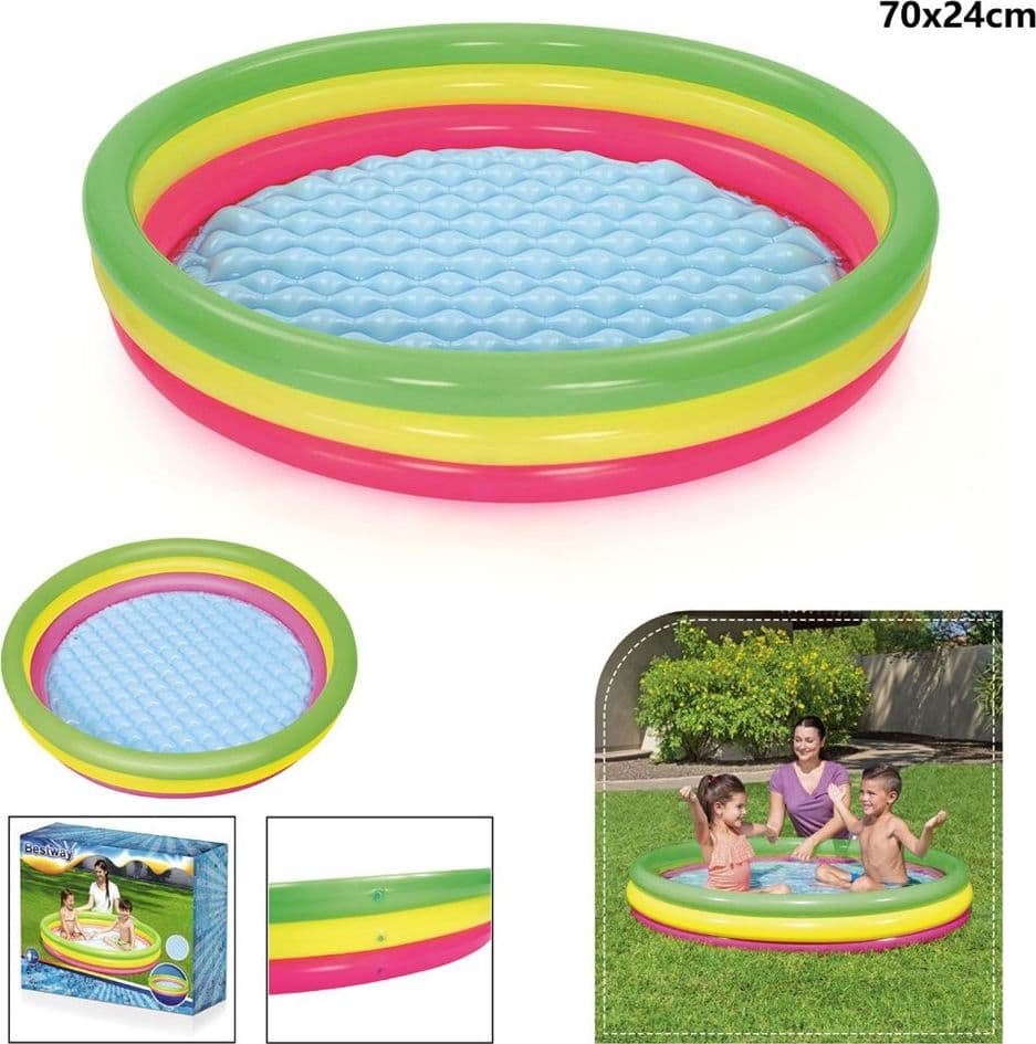PISCINA GONFIABILE TONDA SUMMER PISCINETTA PER BAMBINI A 3 ANELLI 70X24CM 51128 - 10
