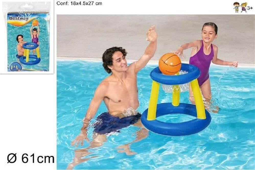 CANESTRO DA BASKET GIOCO GONFIABILE PER BAMBINI SPLASH 'N' HOOP 61CM PALLA 52418 - 2