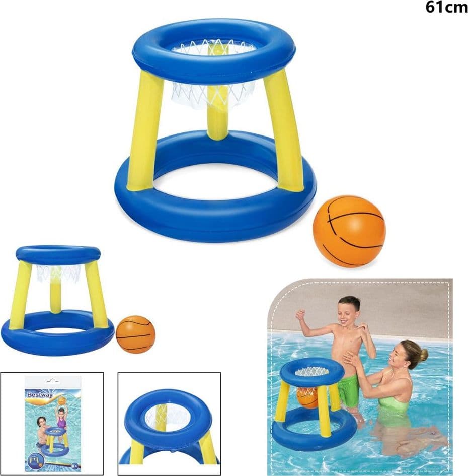 CANESTRO DA BASKET GIOCO GONFIABILE PER BAMBINI SPLASH 'N' HOOP 61CM PALLA 52418 - 14