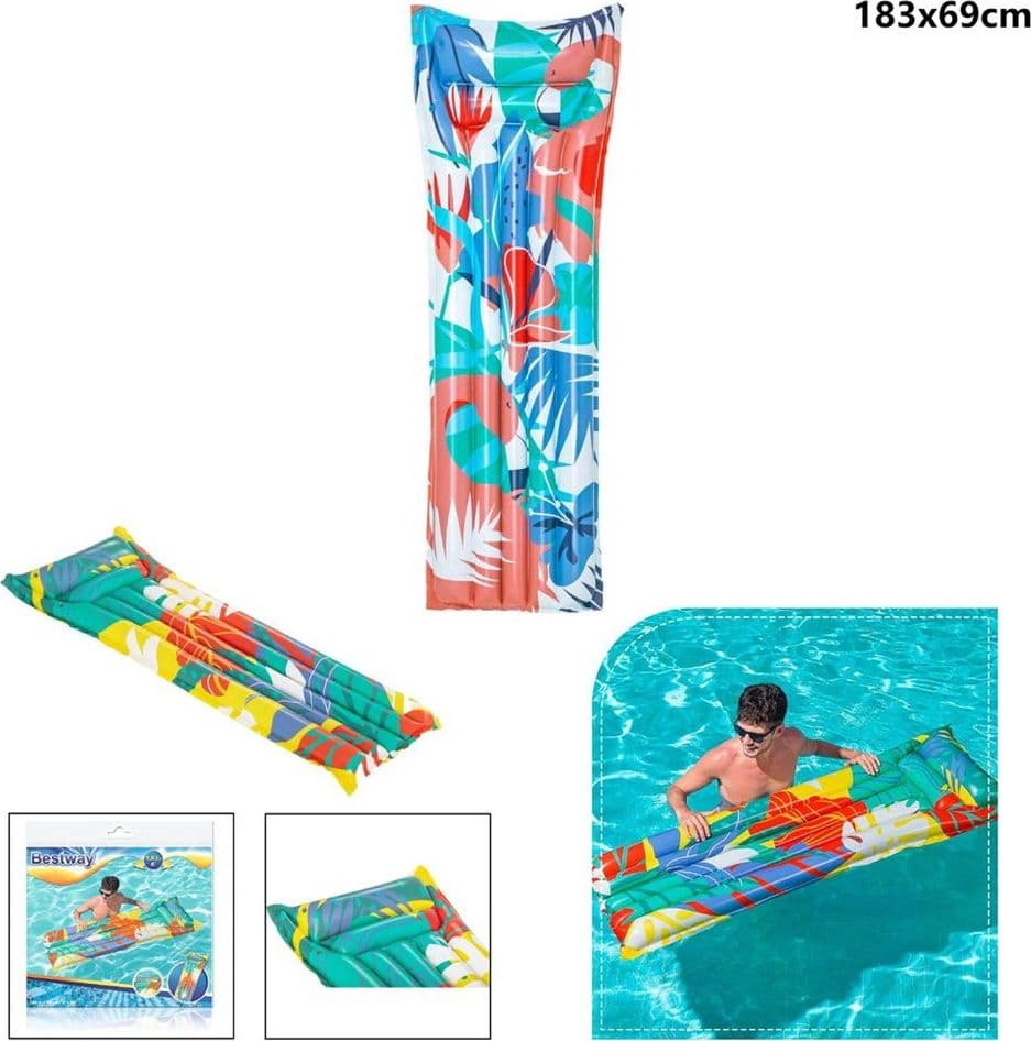 MATERASSINO GONFIABILE AIR MAT MULTICOLOR 2 TUBI 183 X 69 CM FANTASIE ASS. 44033 - 25
