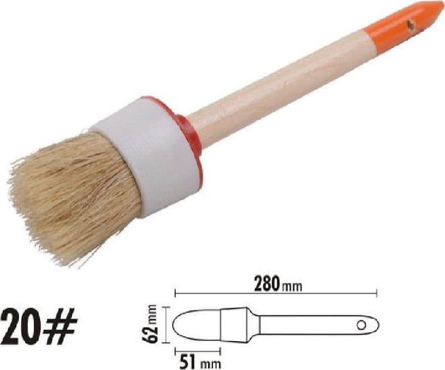 PENNELLO PITTURA MANIGLIA IN LEGNO SETOLE NATURALI A TESTA TONDA 51MM 20" 90298 - 2