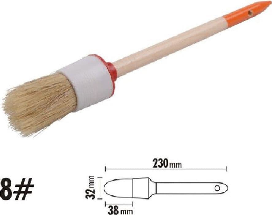 PENNELLO PITTURA MANIGLIA IN LEGNO SETOLE NATURALI A TESTA TONDA 38 MM 8" 90292 - 2