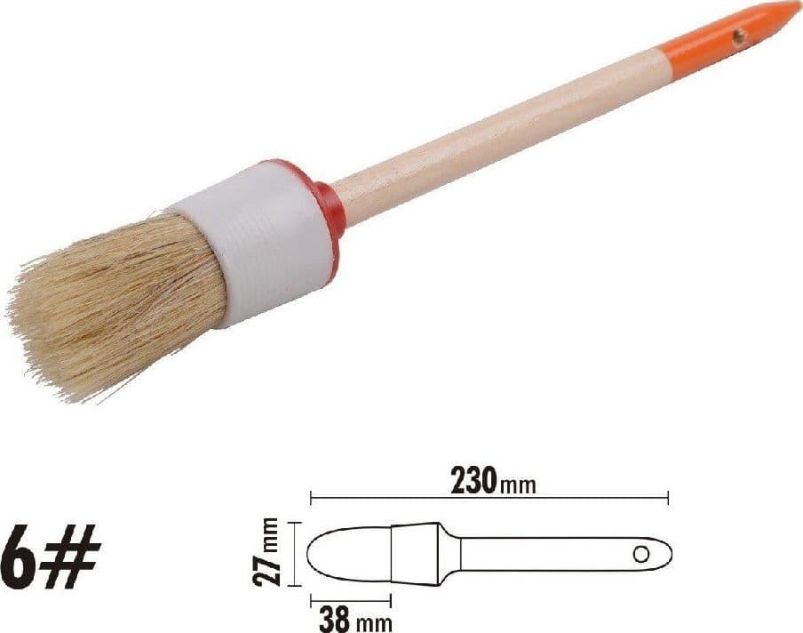 PENNELLO PITTURA MANIGLIA IN LEGNO SETOLE NATURALI A TESTA TONDA 38 MM 6" 90291 - 2