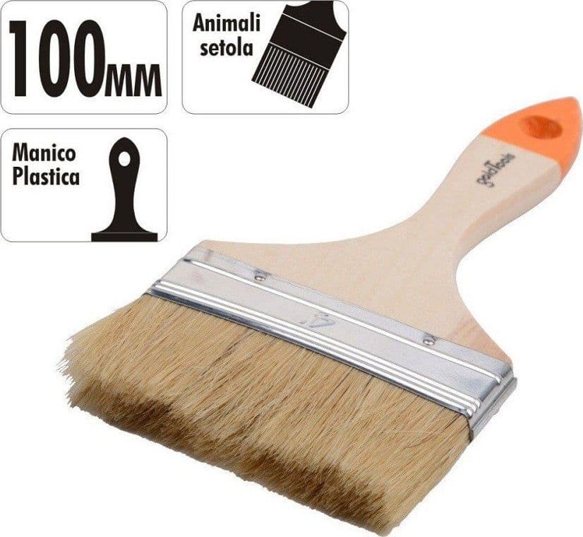 PENNELLO PIATTO DA 4" 100 MM PENNELLESSA PER PITTURA VERNICIARE DIPINGERE 90266 - 3
