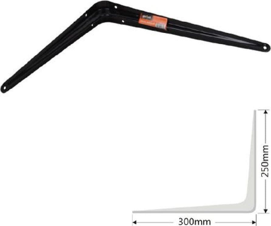 SET 2 PZ REGGIMENSOLA SUPPORTO STAFFA TRIANGOLO MENSOLA METALLO 30 CM NERO 91273 - 2