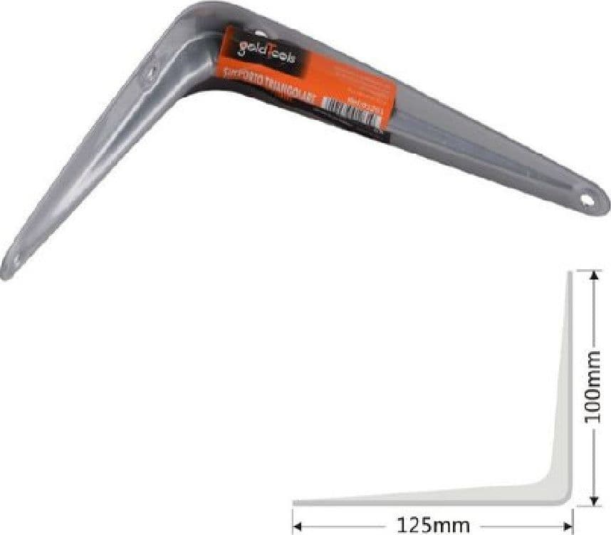 SET 2PZ REGGIMENSOLA SUPPORTO STAFFA TRIANGOLO MENSOLA METALLO 12.5CM GRIGIO 91261 - 2