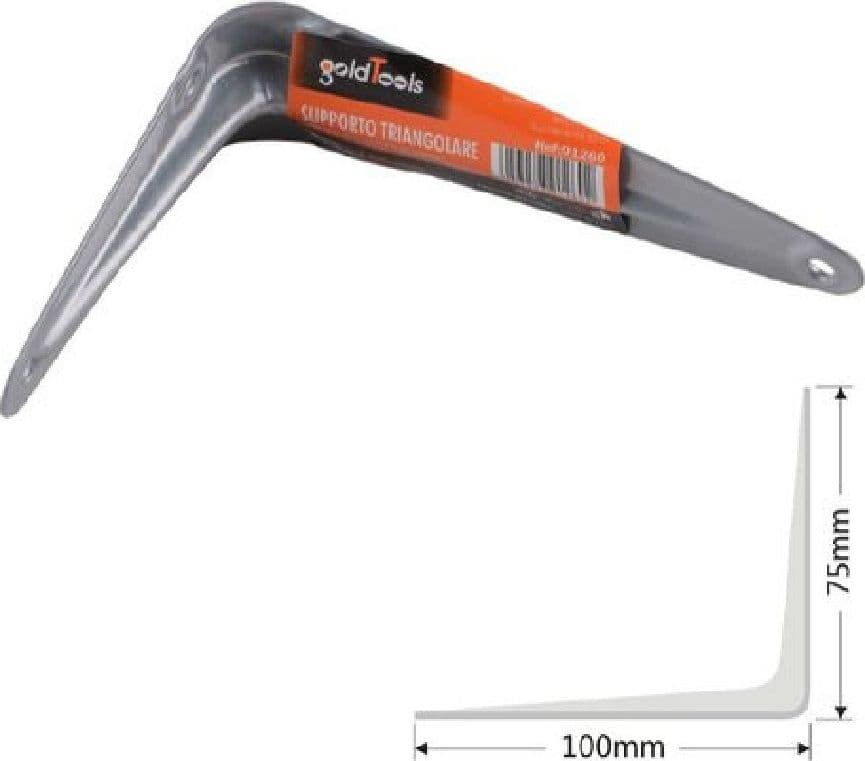 SET 2PZ REGGIMENSOLA SUPPORTO STAFFA TRIANGOLO MENSOLA METALLO 10CM GRIGIO 91260 - 2
