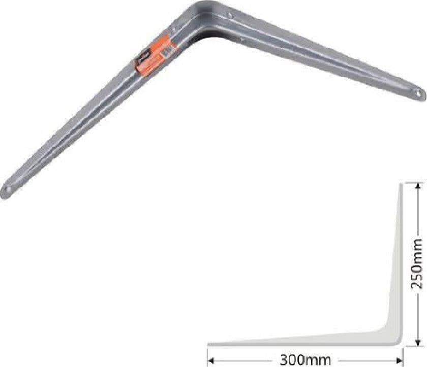 SET 2PZ REGGIMENSOLA SUPPORTO STAFFA TRIANGOLO MENSOLA METALLO 30CM GRIGIO 91265 - 2