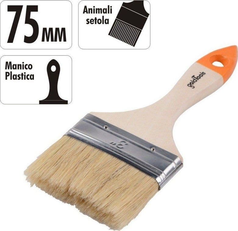 PENNELLO PIATTO DA 3" 75MM PENNELLESSA PER PITTURA VERNICIARE DIPINGERE 90265 - 3