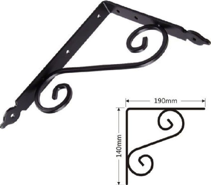 SET 2 PZ REGGIMENSOLA SUPPORTO STAFFA ANGOLIERE FANTASIA 190X140 MM NERA 91277 - 2