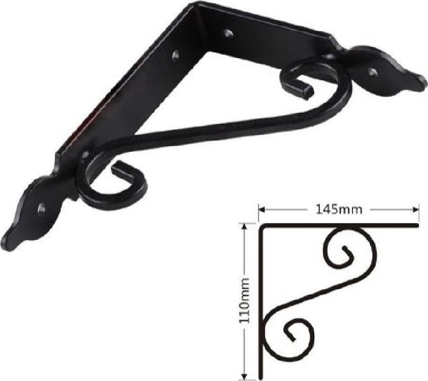 SET 2 PZ REGGIMENSOLA SUPPORTO STAFFA ANGOLIERE FANTASIA 145X110MM NERA 91276 - 2