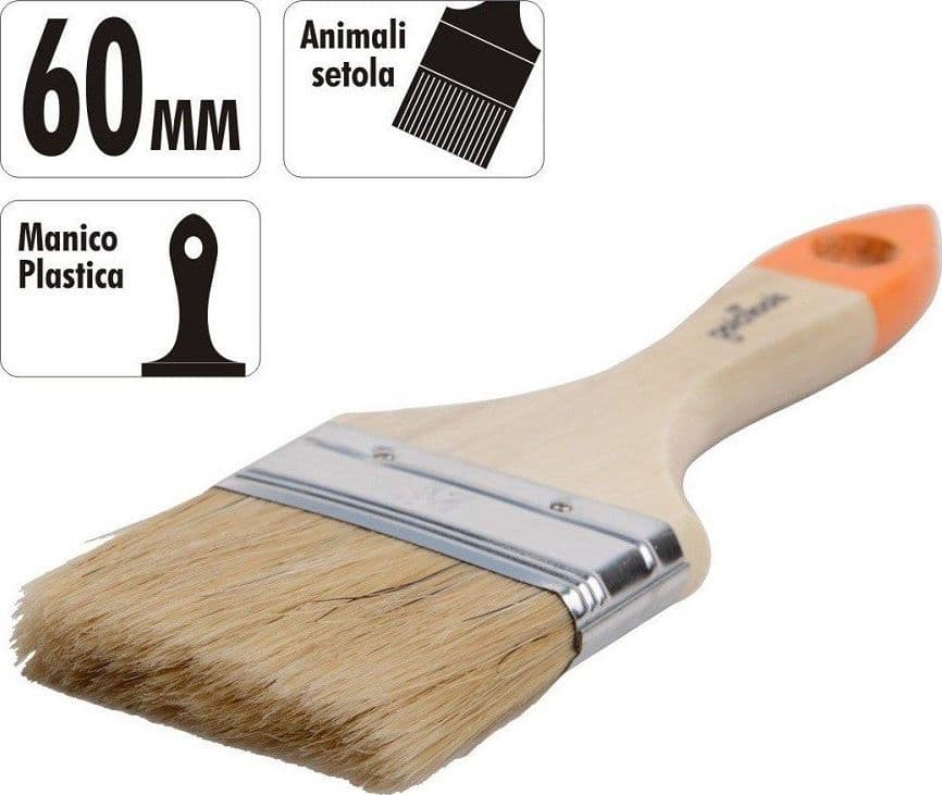 PENNELLO PIATTO DA 2.5" 60MM PENNELLESSA PER PITTURA VERNICIARE DIPINGERE 90264 - 2
