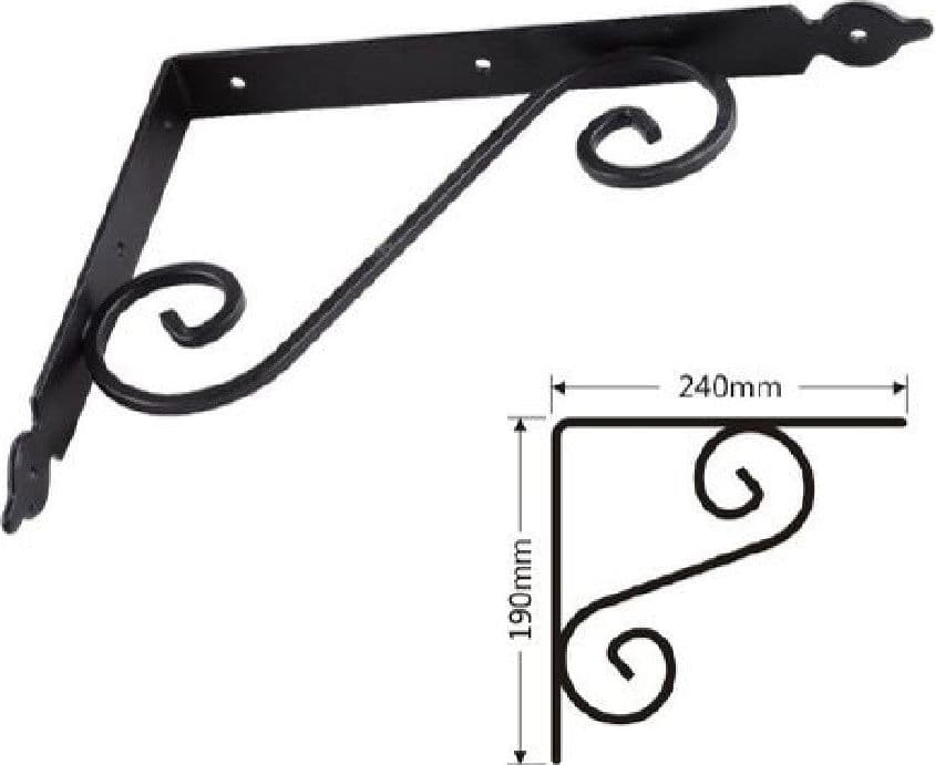 SET 2 PZ REGGIMENSOLA SUPPORTO STAFFA ANGOLIERE FANTASIA 240X190 MM NERA 91278 - 2