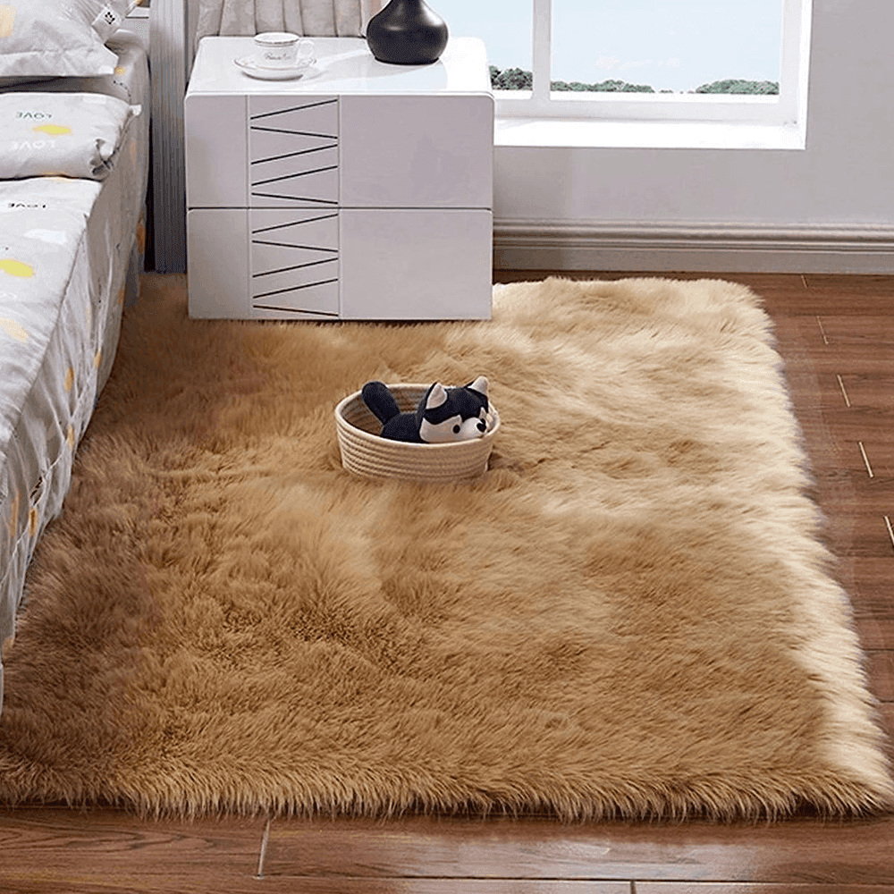 TAPPETO CUTE RETTANGOLARE PELLICCIA FLUFFY COLORI LIVING CAMERA LETTO 120x180 CM - 2