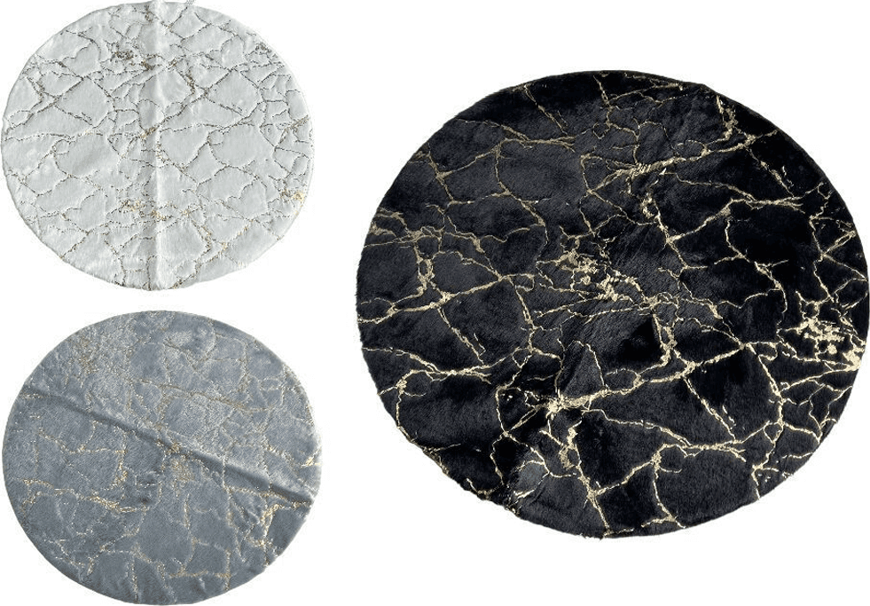 TAPPETO TONDO EFFETTO MARMO PELUCHE PELLICCIA ELEGANTE LIVING CAMERA LETTO 90X90 - 2