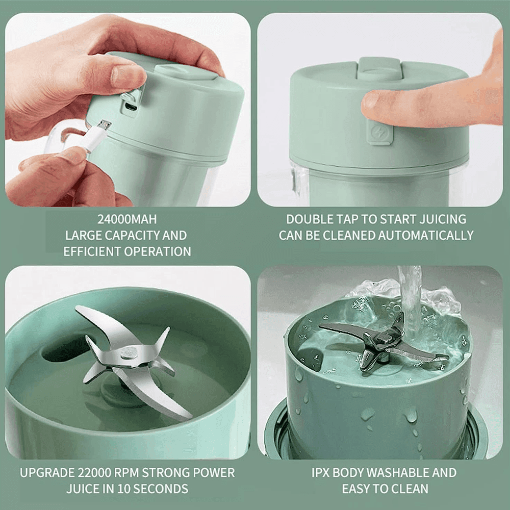 MINI BLENDER FRULLATORE PORTATILE RICARICABILE CON CANNUCCIA PER VIAGGI, UFFICIO - 4