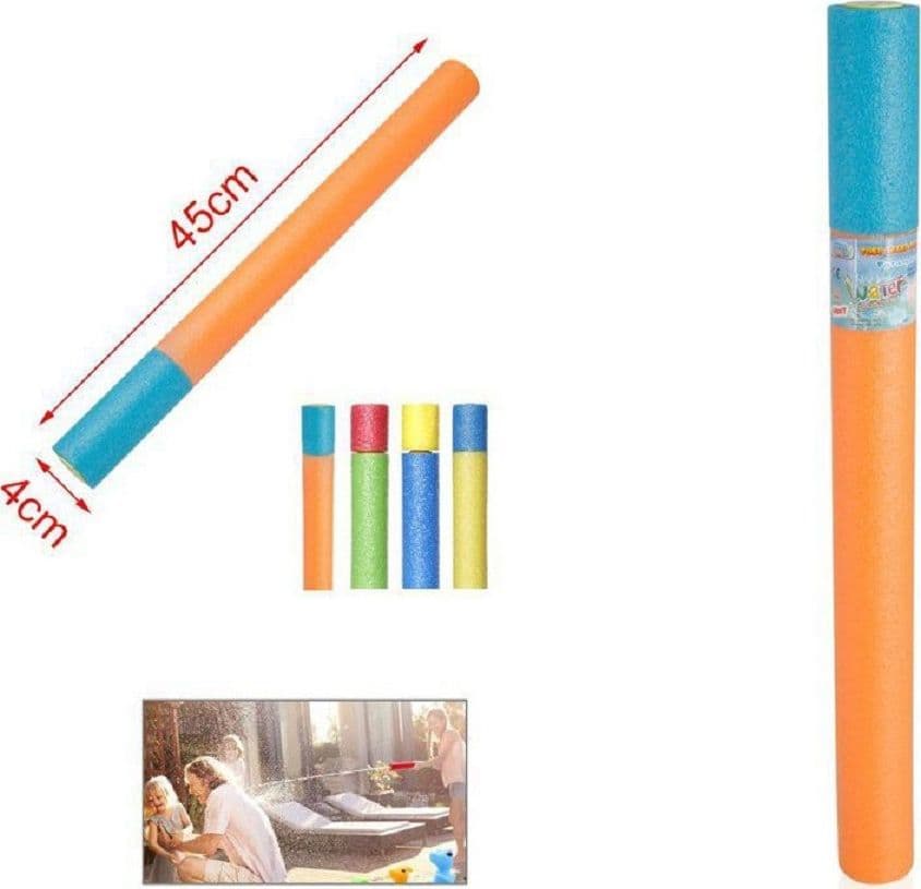 TUBO PISTOLA AD ACQUA 45X4CM SPARATUTTO GIOCO ESTIVO SPIAGGIA VARI COLORI 2904331