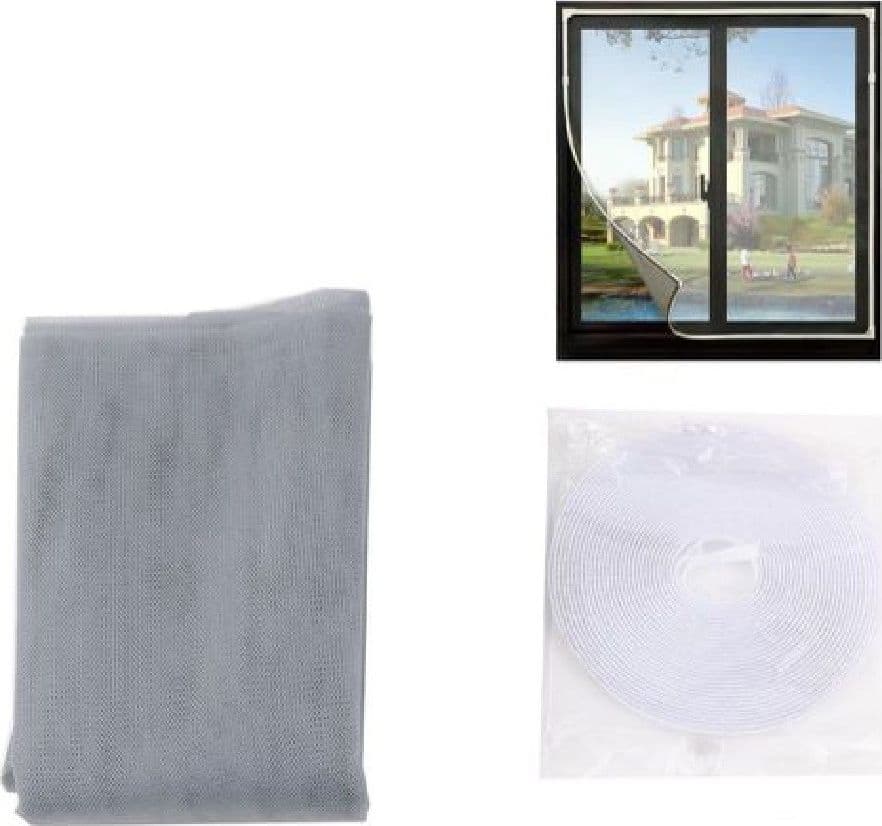 ZANZARIERA UNIVERSALE FINESTRA GRIGIA ADESIVA CON NASTRO VELCRO 150X220 CM 12922 - 2