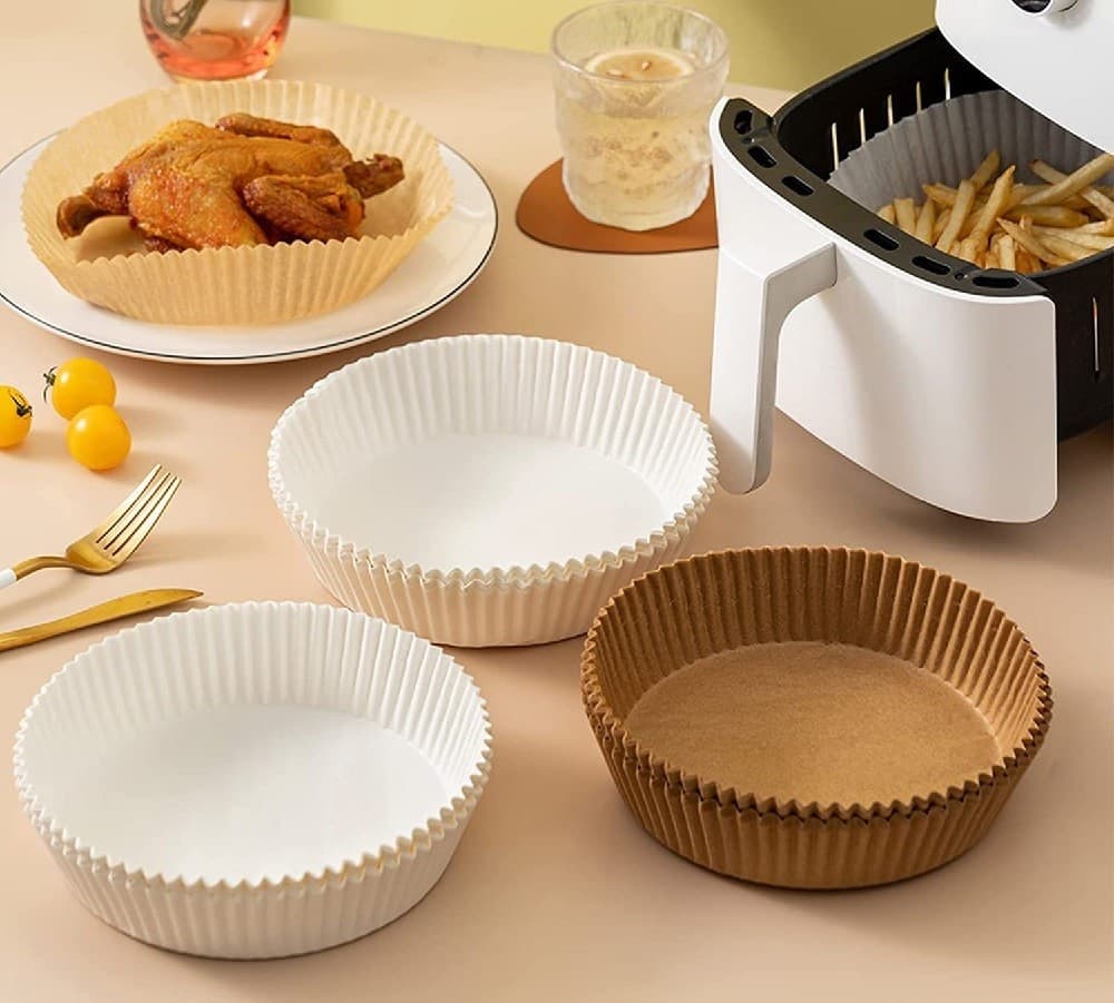SET 100PZ CARTA PERGAMENA FODERA PER FRIGGITRICE AD ARIA USA E GETTA 16 X 4,5 CM - 6