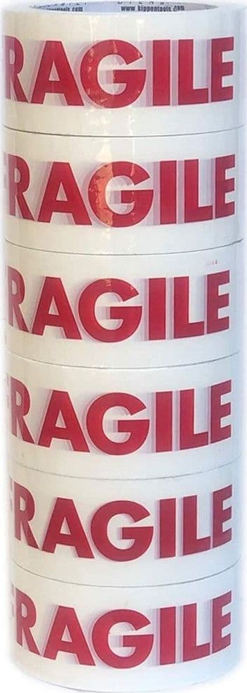 CONFEZIONE DA 6 ROTOLI NASTRO ADESIVO PER IMBALLAGGI SCRITTA FRAGILE 66MT X 48MM - 2