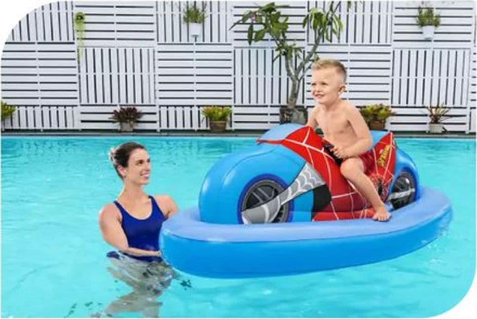 MOTO MARVEL SPIDER CIAMBELLA SALVAGENTE BEACH GONFIABILE CAVALCABILE MARE PISCINA 98794 - 4