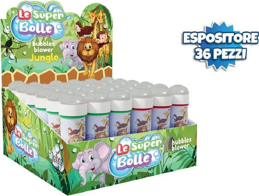 BOLLE DI SAPONE GIUNGLA JUNGLE CONFEZIONE 36 FLACONI DA 50ML GADGET PARTY 806611