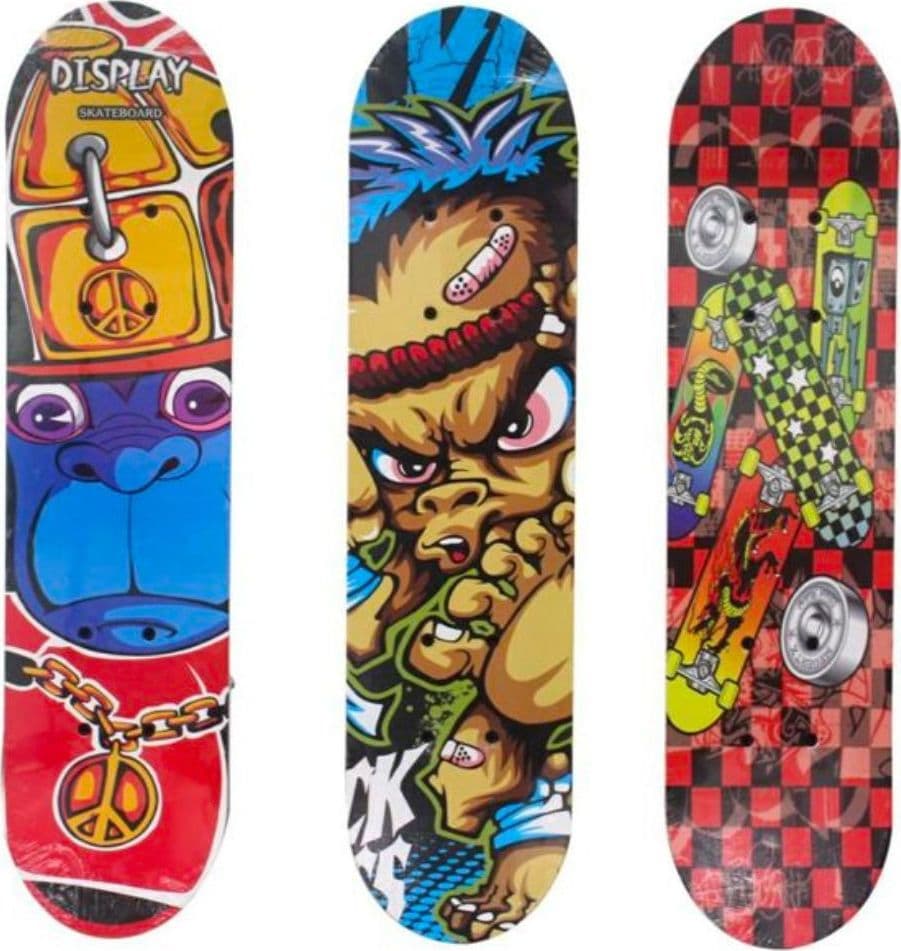 SKATEBOARD SKATE IN LEGNO 60x15 GIOCO BAMBINI RAGAZZI DIVERTIMENTO VARI COLORI