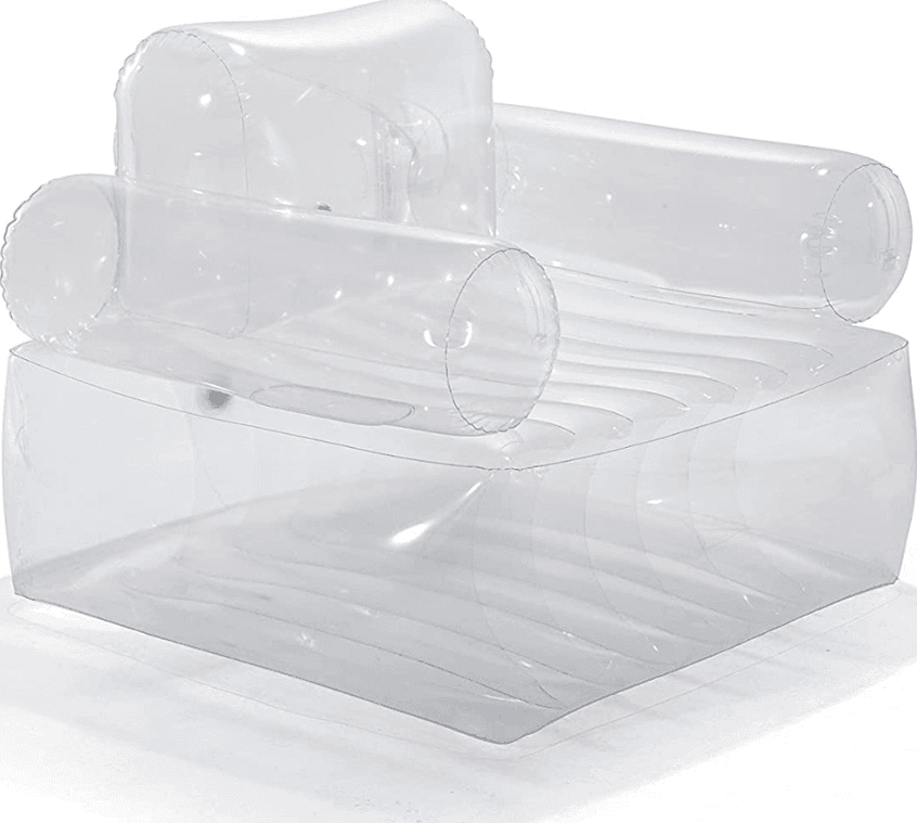 POLTRONA TRASPARENTE PVC GONFIABILE CON SCHIENALE 109X79X107CM RELAX CASA 66502 - 3