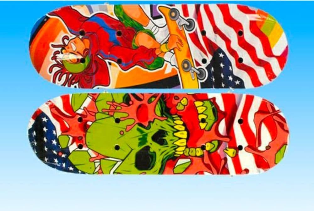 SKATEBOARD SKATE IN LEGNO 43X13 GIOCO BAMBINI RAGAZZI DIVERTIMENTO VARI COLORI