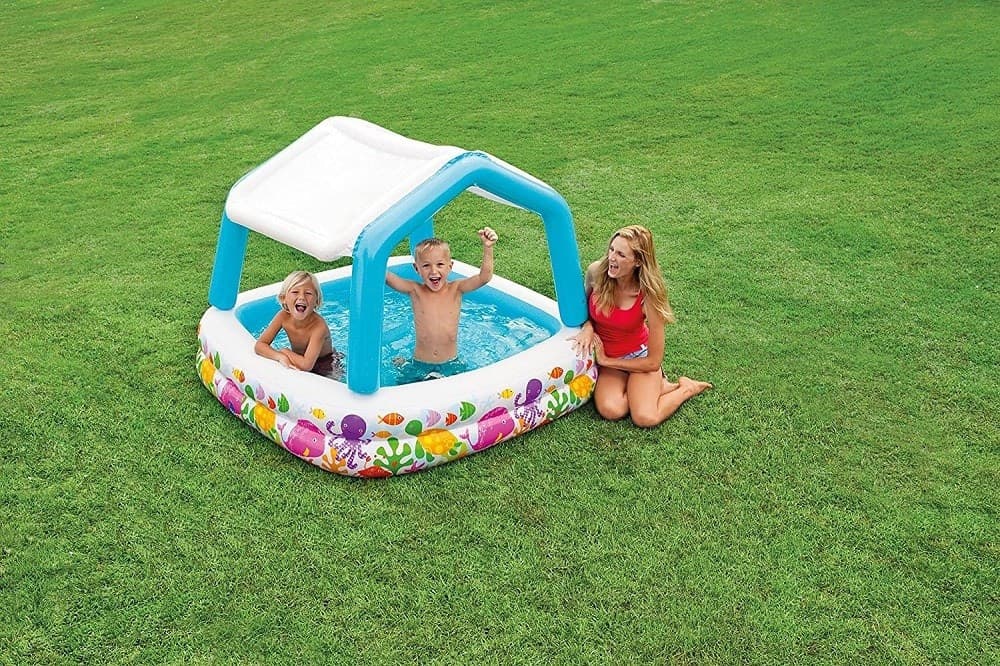 PISCINA ACQUARIO PARASOLE RIMOVIBILE MULTICOLORE GONFIABILE 157X157X122CM 57470 - 5