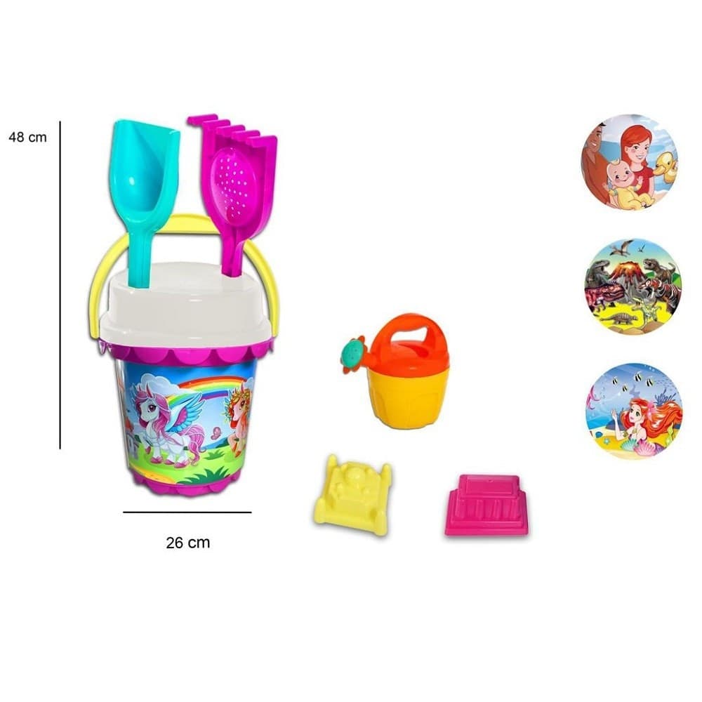 SET COMPLETO SECCHIELLO ACCESSORI GIOCHI MARE BAMBINI CON GRAFICA 26X48CM 114411 - 2