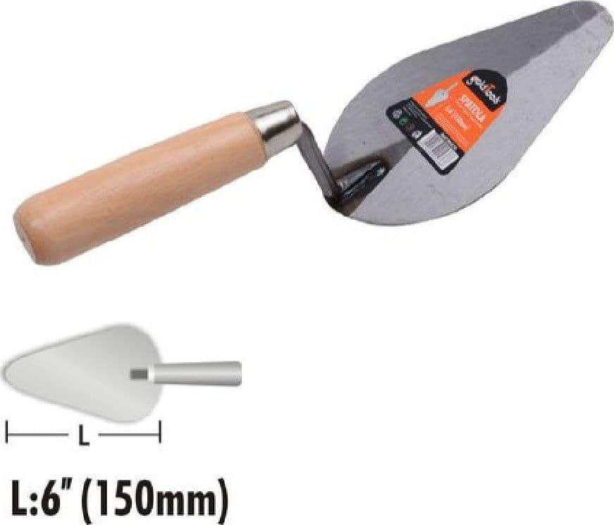 SPATOLA FORMA PESCA CAZZUOLA ACCIAIO 150 MM 6" MANICO IN LEGNO FERRAMENTA 90476 - 2
