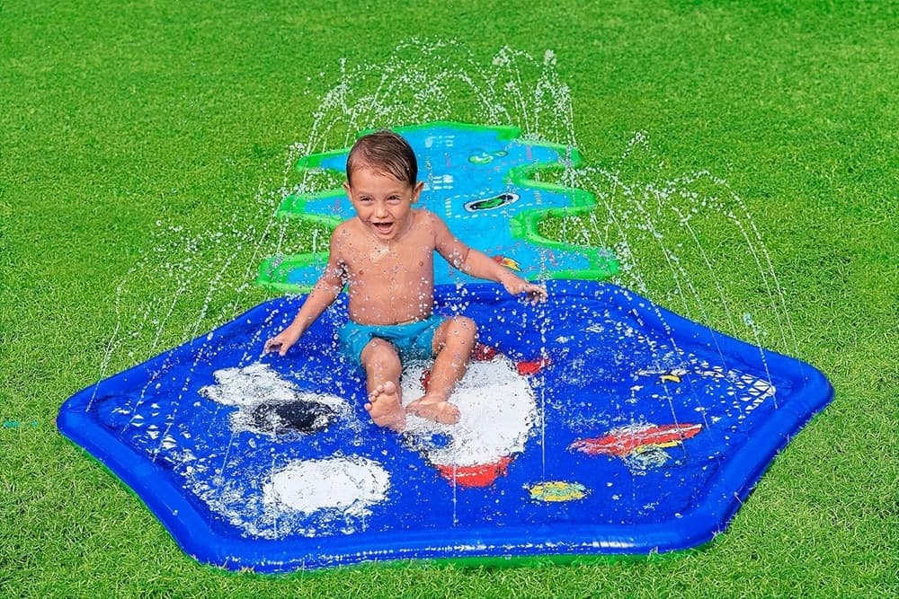 TAPPETINO GONFIABILE CON FONTANA SPRUZZI BASE SPAZIALE 335X150CM ADVENTURE 52571 - 12