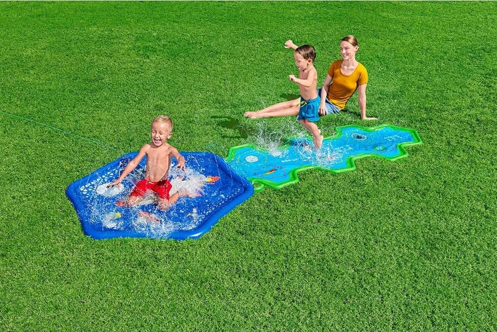 TAPPETINO GONFIABILE CON FONTANA SPRUZZI BASE SPAZIALE 335X150CM ADVENTURE 52571 - 10