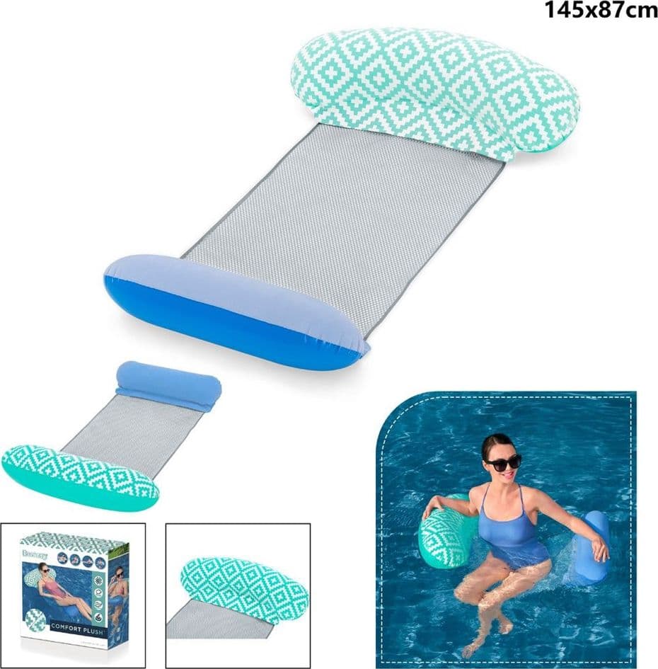 MATERASSINO LUXURY CON RETE GONFIABILE 145 X 87 CM PER PISCINA MARE ESTATE 43555 - 10