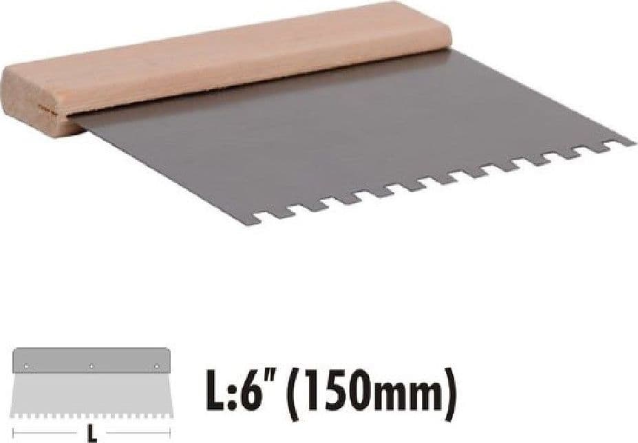 RASCHIETTO SPATOLA DENTATO ACCIAIO IMPUGNATURA LEGNO 6″ 150 MM FERRAMENTA 90473 - 2
