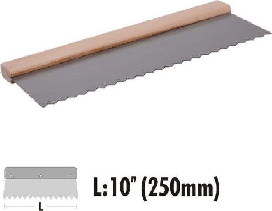 SPATOLA RASCHIETTO DENTATO ACCIAIO IMPUGNATURA LEGNO 10″ 250MM FERRAMENTA 90467 - 2