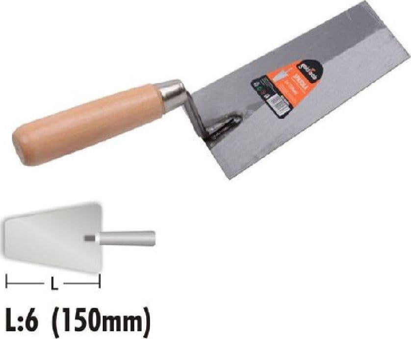 SPATOLA CAZZUOLA IN ACCIAIO 150 MM 6" TRAPEZIO MANICO IN LEGNO FERRAMENTA 90484 - 2