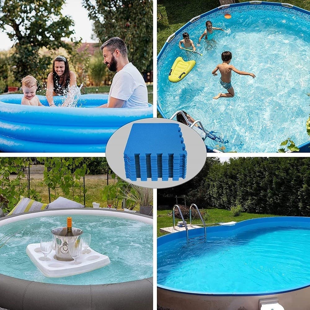 SET 9 PZ PIASTRELLA BLU 30X30X1 CM MORBIDO PUZZLE EVA PISCINA PROTEZIONE 980180 - 2
