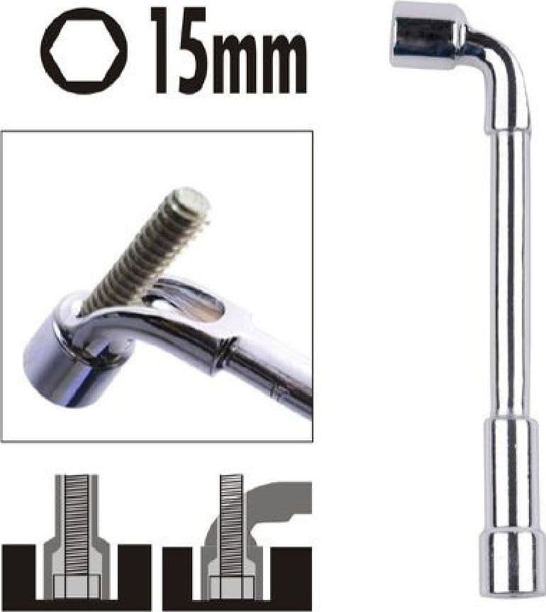 CHIAVE TIPO L BUSSOLA 15MM BOCCA ESAGONALE CROMO VANADIO ACCIAIO 91623 FERRAMENTA - 2