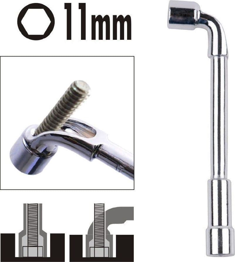 CHIAVE TIPO L BUSSOLA 11MM BOCCA ESAGONALE CROMO VANADIO ACCIAIO 91619 FERRAMENTA - 2