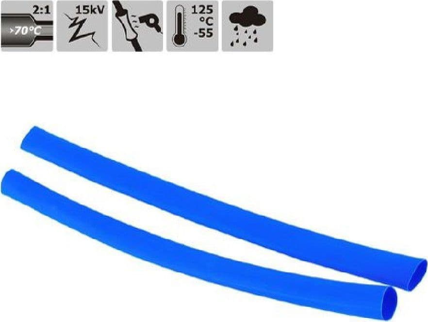SET 10 PZ GUAINE TERMORESTRINGENTI TERMORETRATTILI BLU 10X120 MM PER CAVI 57080 - 2